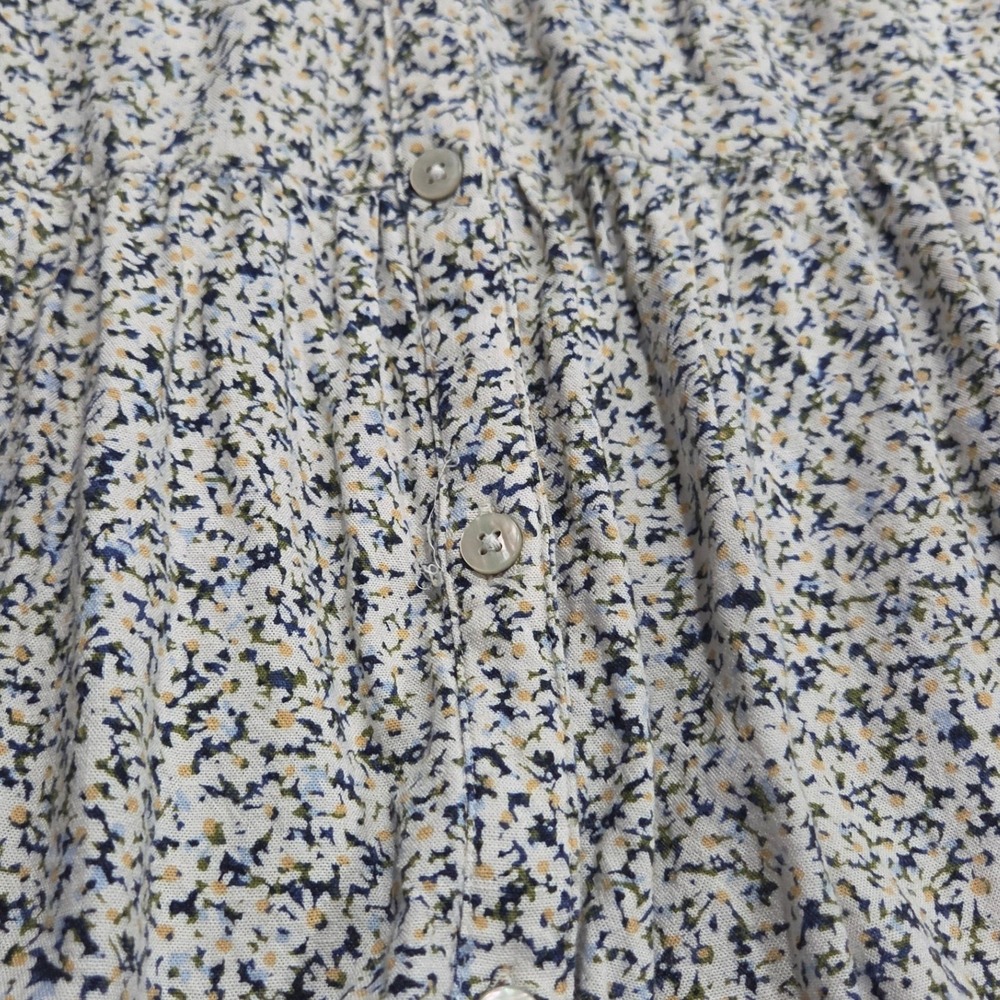 Sonoma Goods For Life Floral Tiered Midi Dress Blue White Linen Blend XXL - Picture 2 of 8